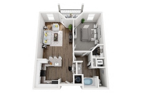 1 Bed 1 Bath 822 sf Ellis Renovated Floor Plan at Two Addison Place, Pooler, 31322, GA